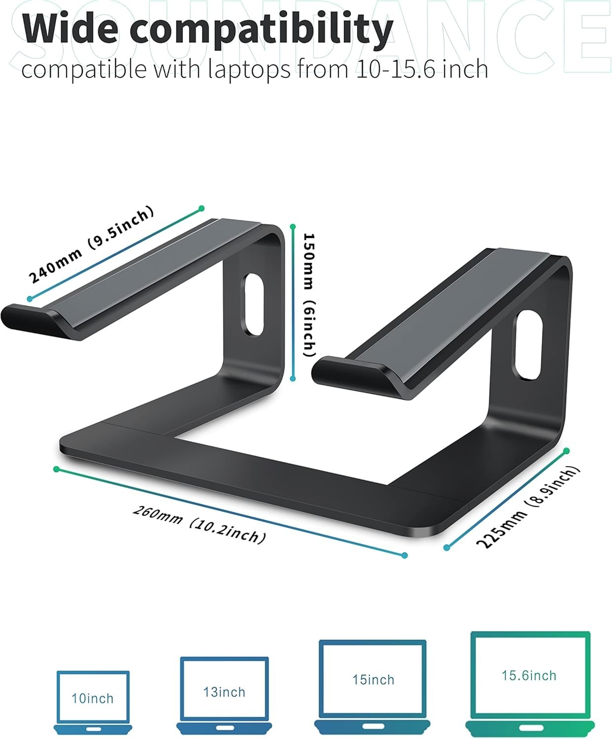 Ergonomic Laptop Stand – Aluminum Riser for Optimal Comfort & Airflow (10-15.6″)