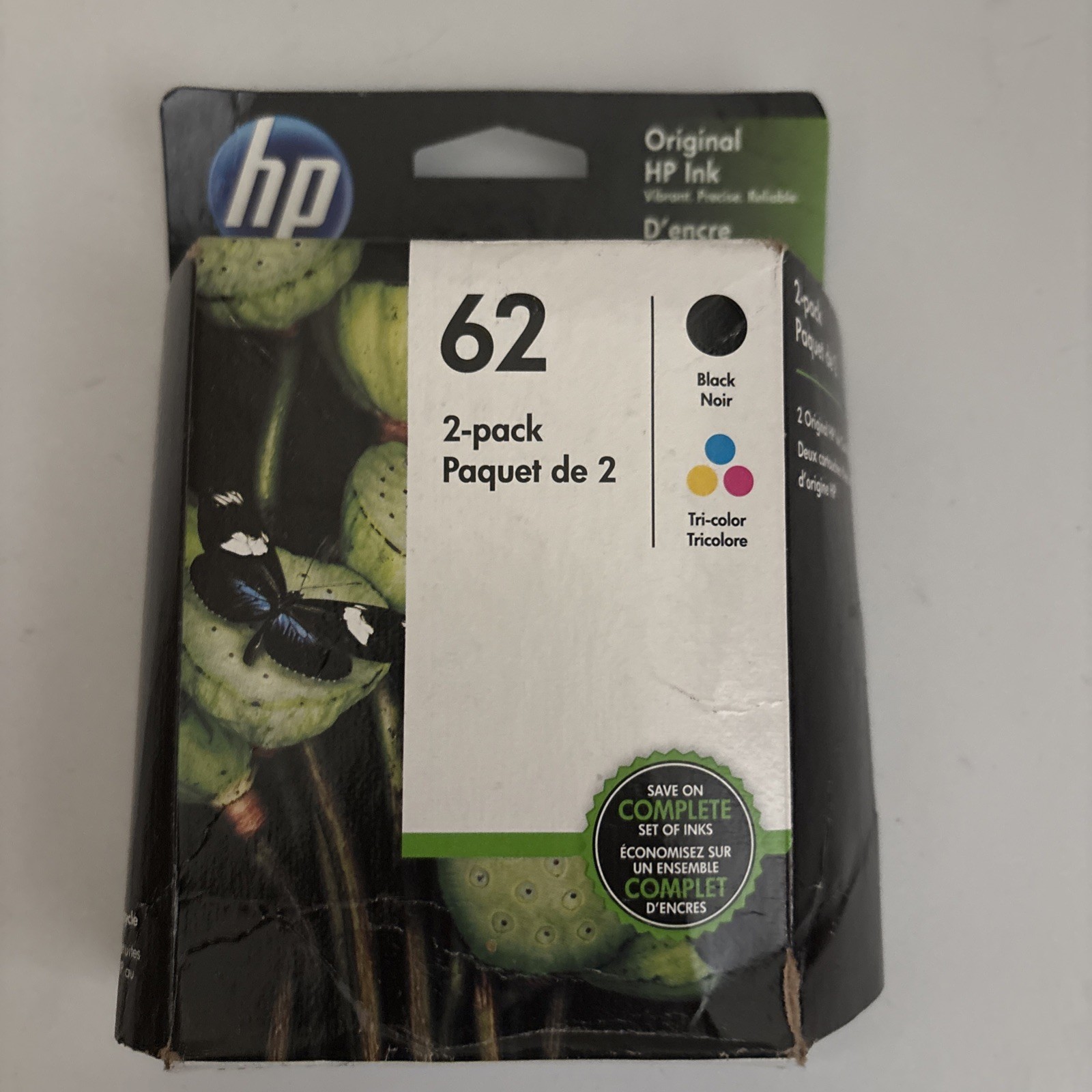 Genuine HP 62 Black & Tri-Color Ink Cartridges (N9H64FN) OEM New Exp 2023