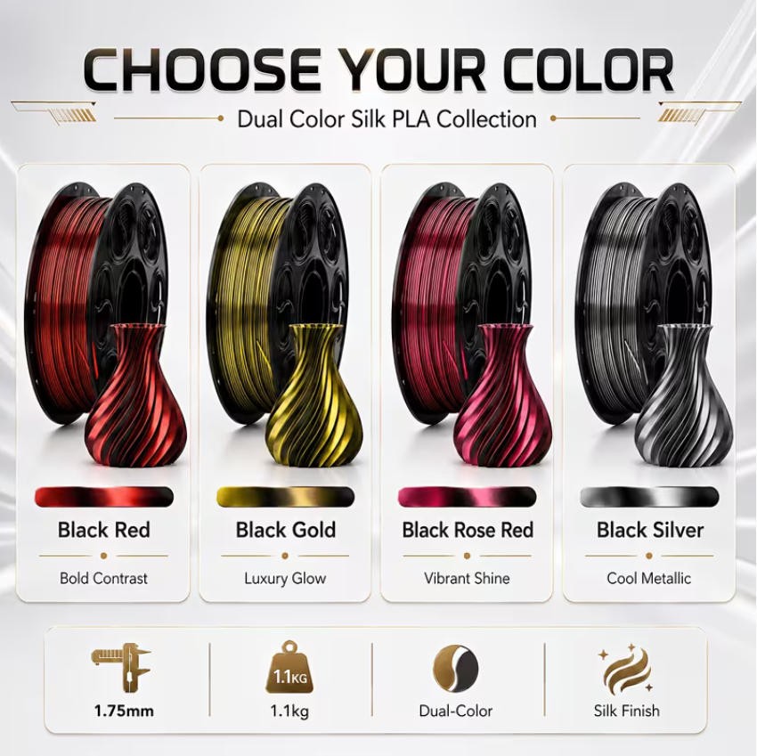 Upgraded Hyper 40-300mm/s PLA/PETG/Silk 3D Filament 1KG 1.75mm Filament LOT