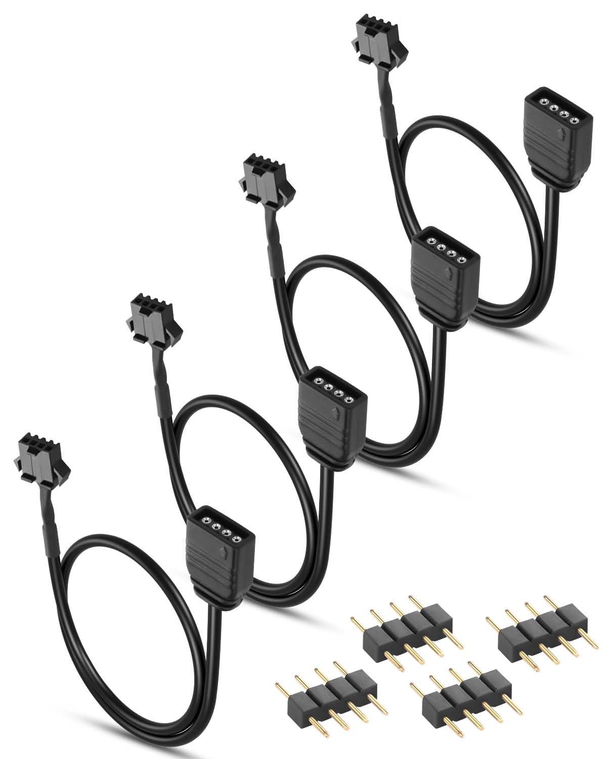 CERRXIAN 4Pack 12V 4 Pin RGB Extension Cable, 12V 4 Pin to SM 4Pin Female Connec
