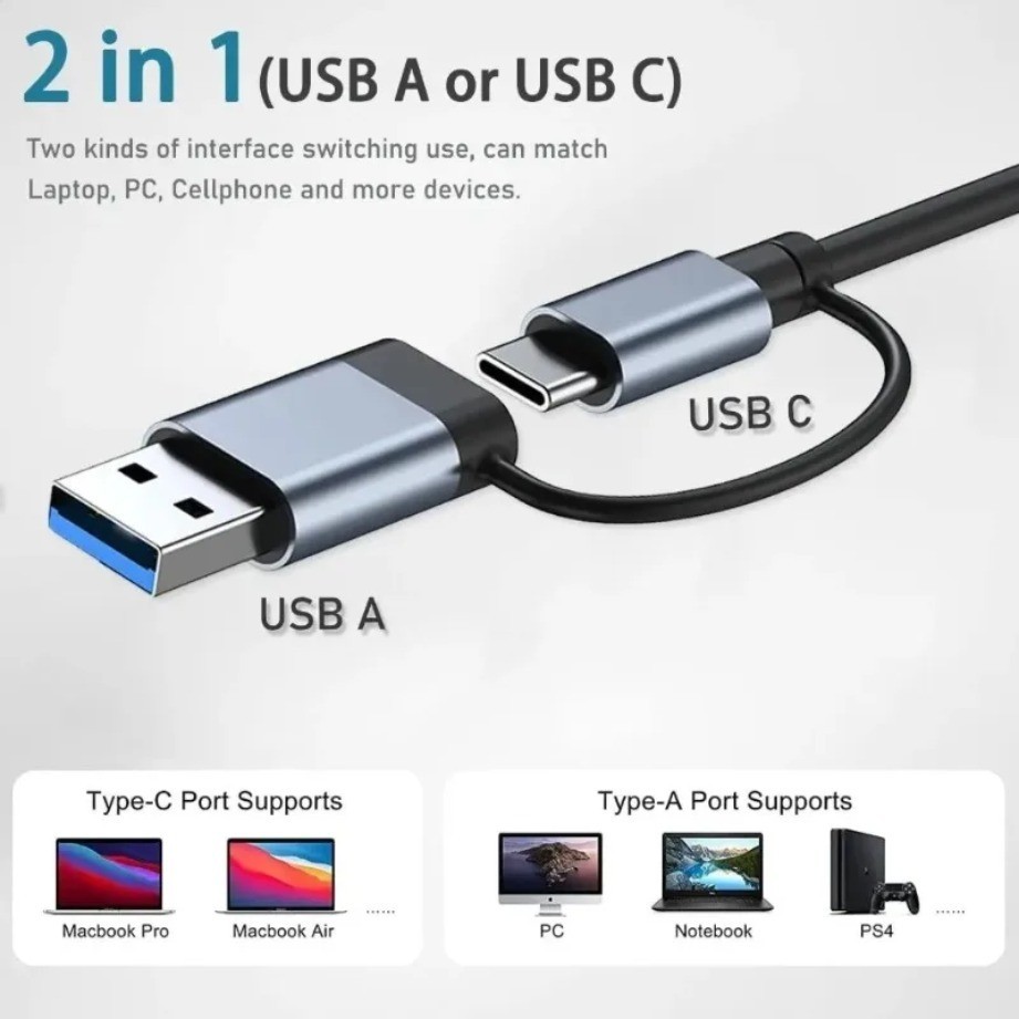 7/8 Port USB-C Hub Adapter – 5G Speed Multi Splitter for PC, Laptop & MacBook US