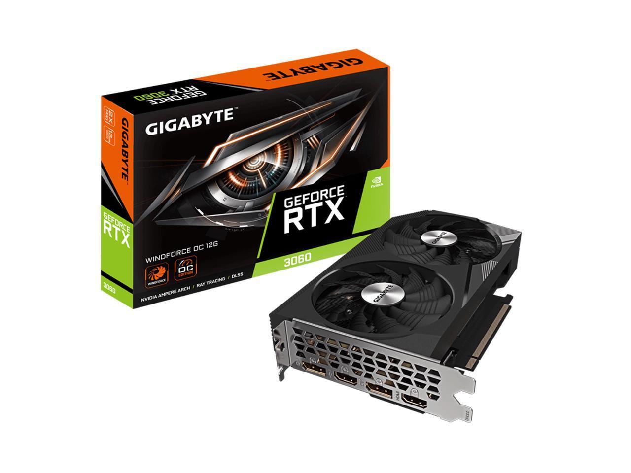GIGABYTE WINDFORCE OC GeForce RTX 3060 12GB GDDR6 PCI Express 4.0 x16 ATX Video