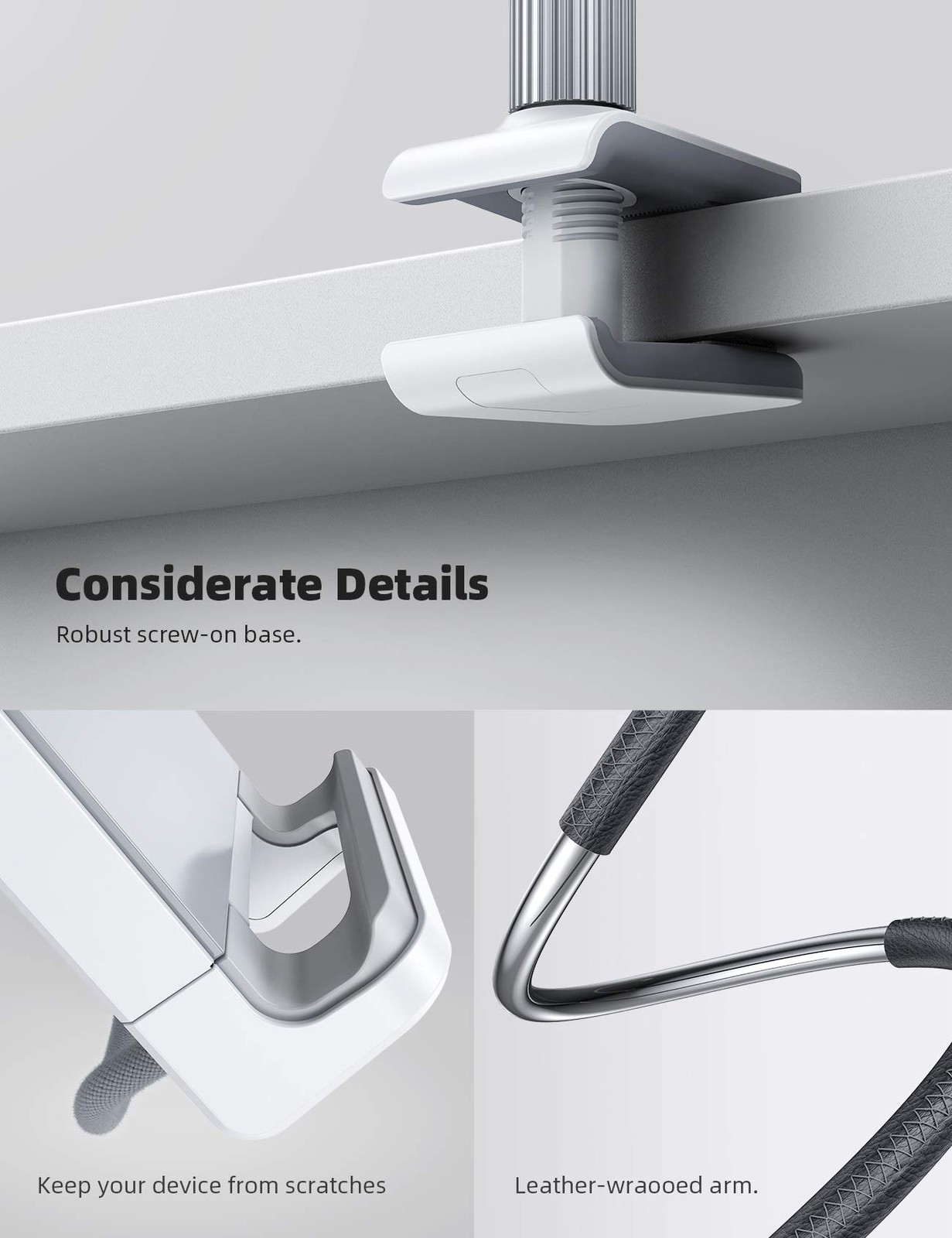 Lamicall Gooseneck Tablet Holder Mount : Flexible Arm Clip Stand Black
