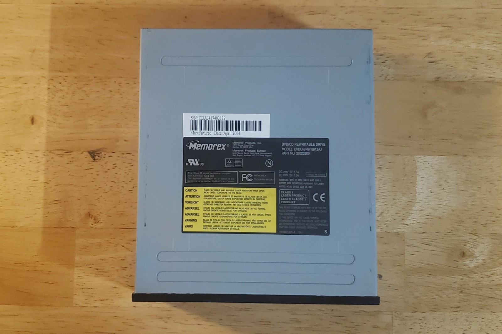 Used Memorex DVD/CD RW Rewritable Drive Model DVDUR/RW 8812AJ — FREE SHIPPING