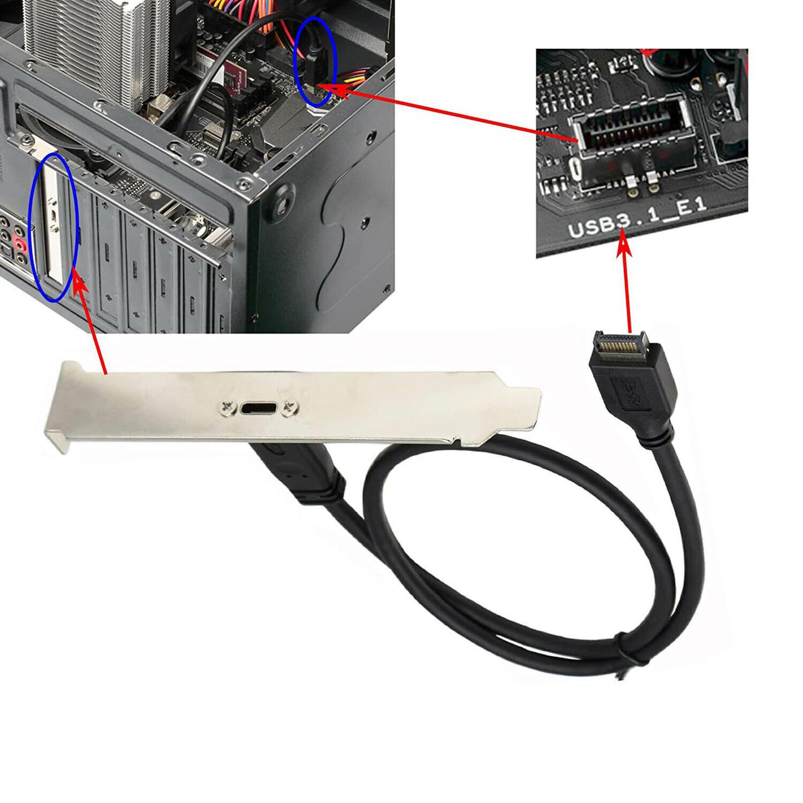 USB 3.1 Type E PCI-E Front Panel Header to Type C Female Gen 2 Extension Cable