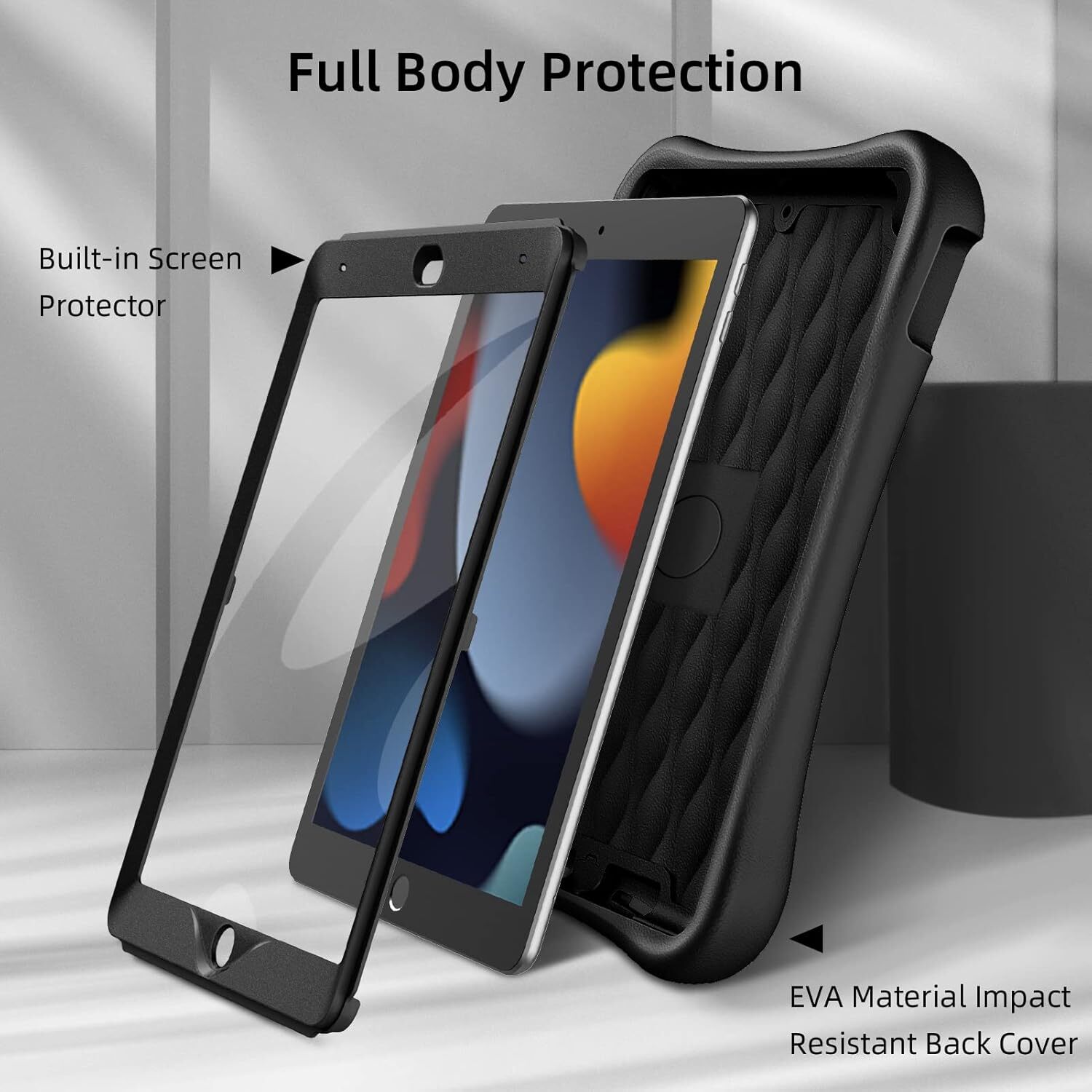 For iPad 9th/8th/7th Gen Rotating Stand Case Rugged Cover with Screen Protector