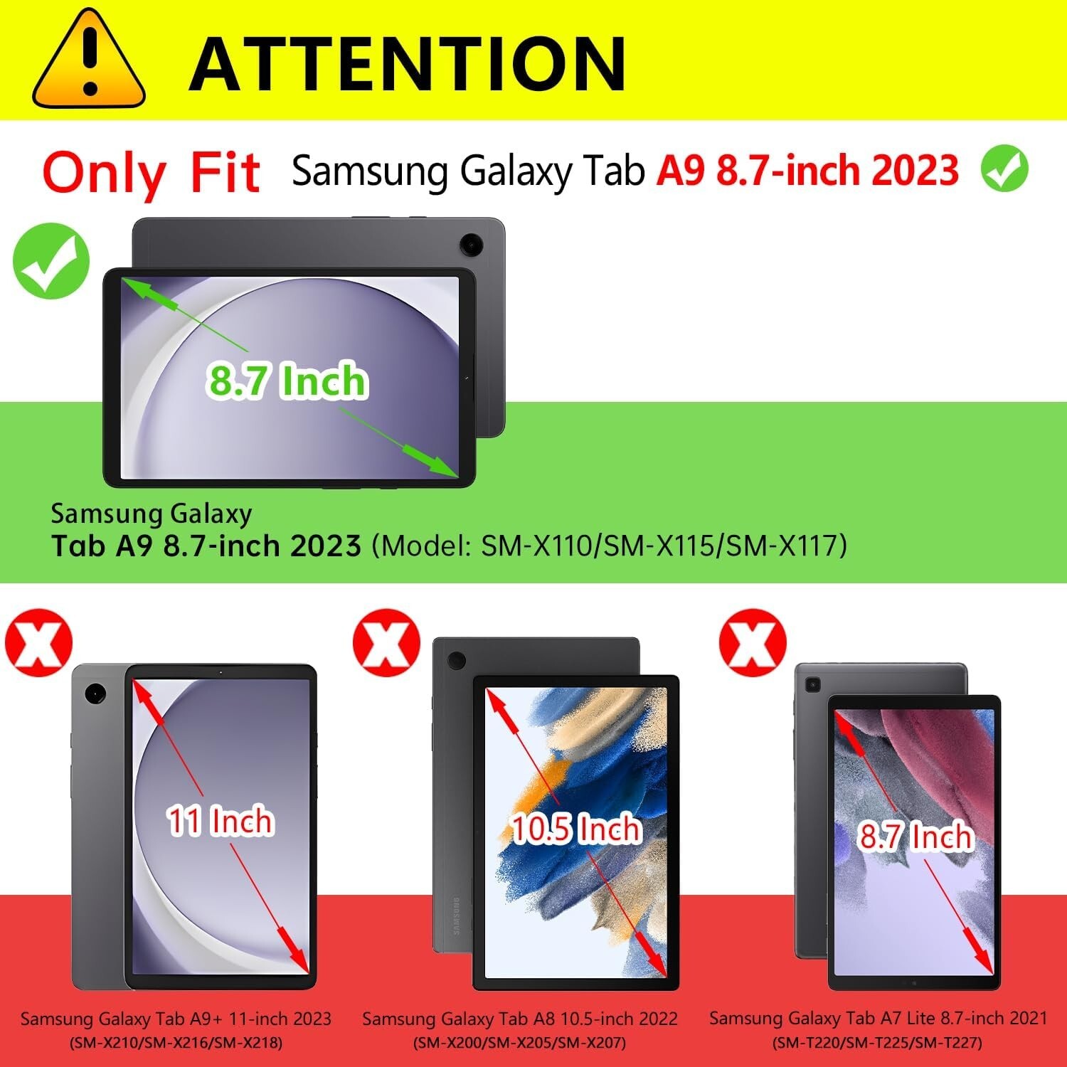 For Samsung Galaxy Tab A9 8.7 inch Tablet Case Shockproof/Glass Screen Protector