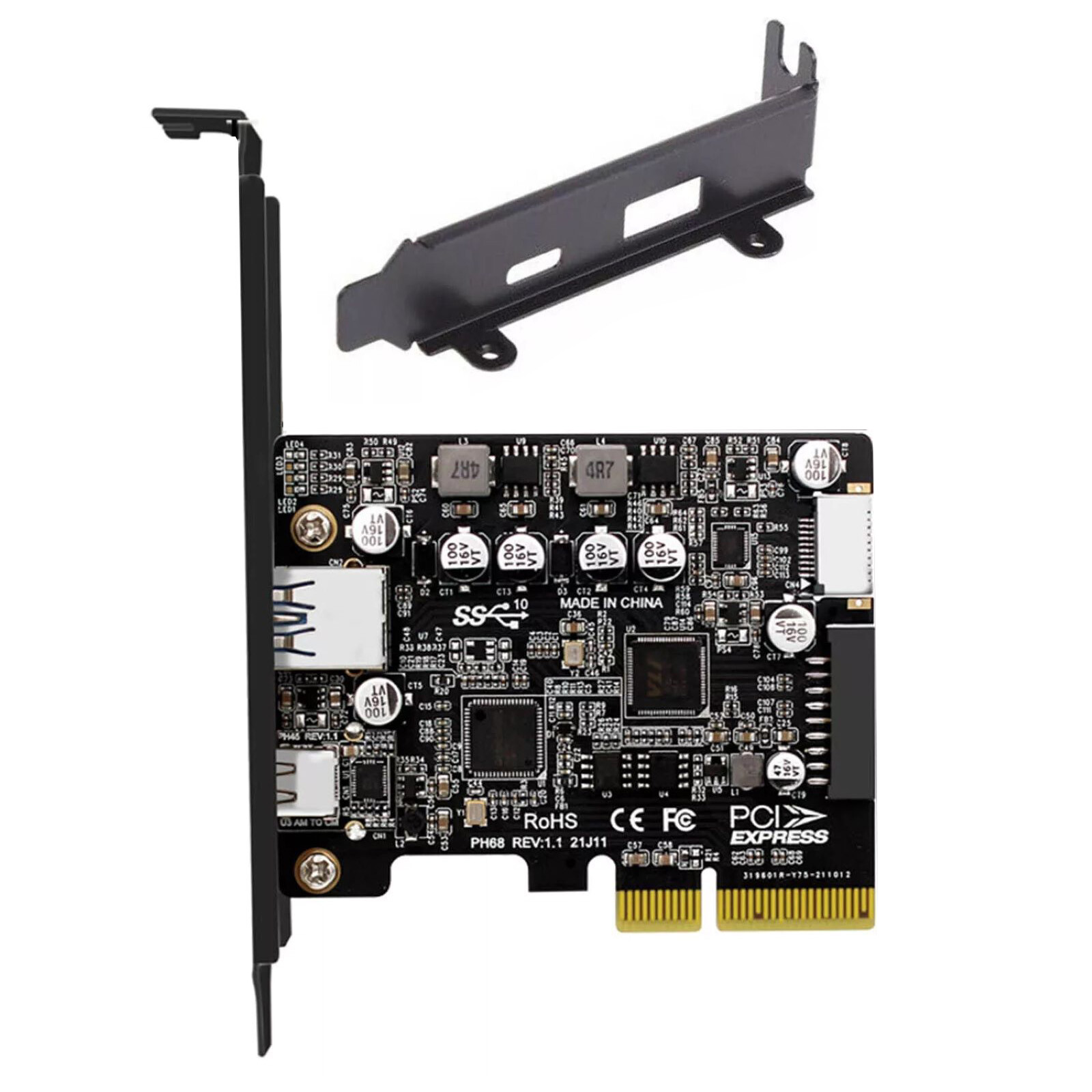 PCIe to USB 3.2 Gen2 Adapter 10 Gbps Expansion Card With Dual 2.2A Ports