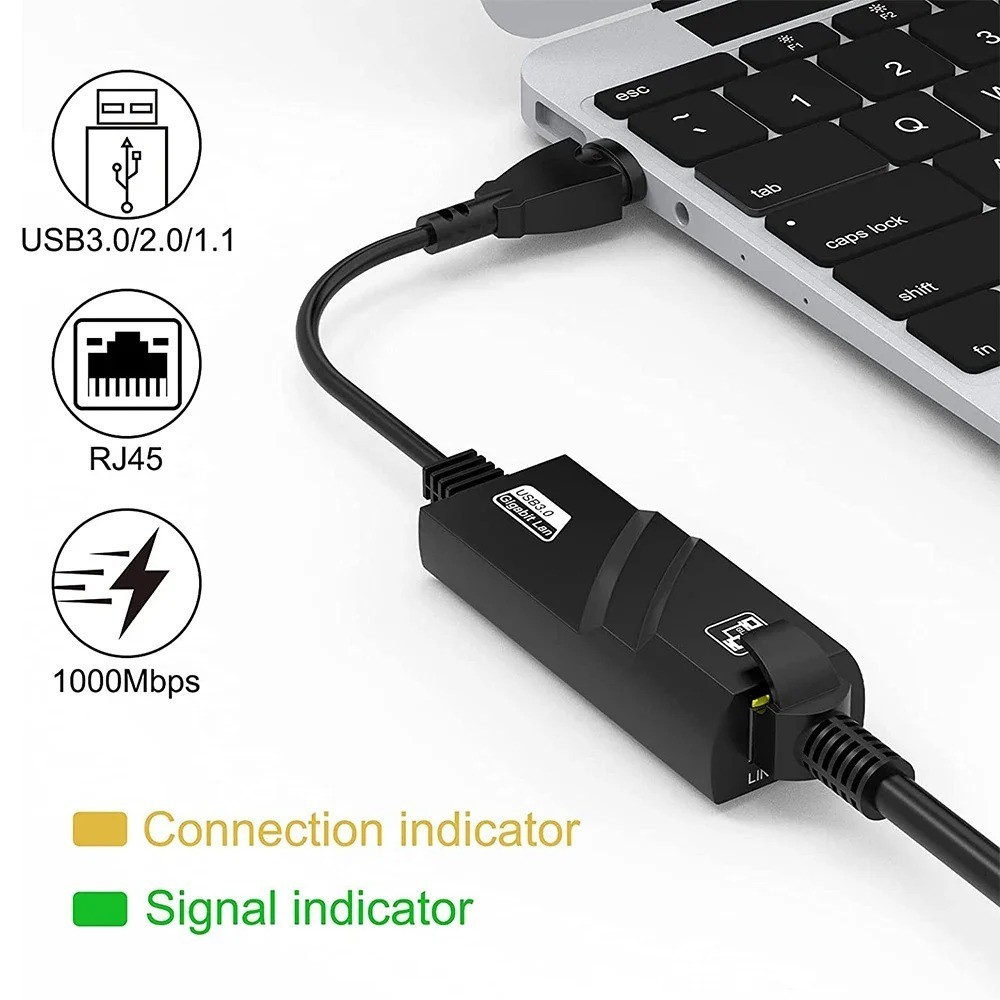 USB 3.0 Gigabit Ethernet LAN RJ45 1000Mbps Network Adapter For Windows PC Mac