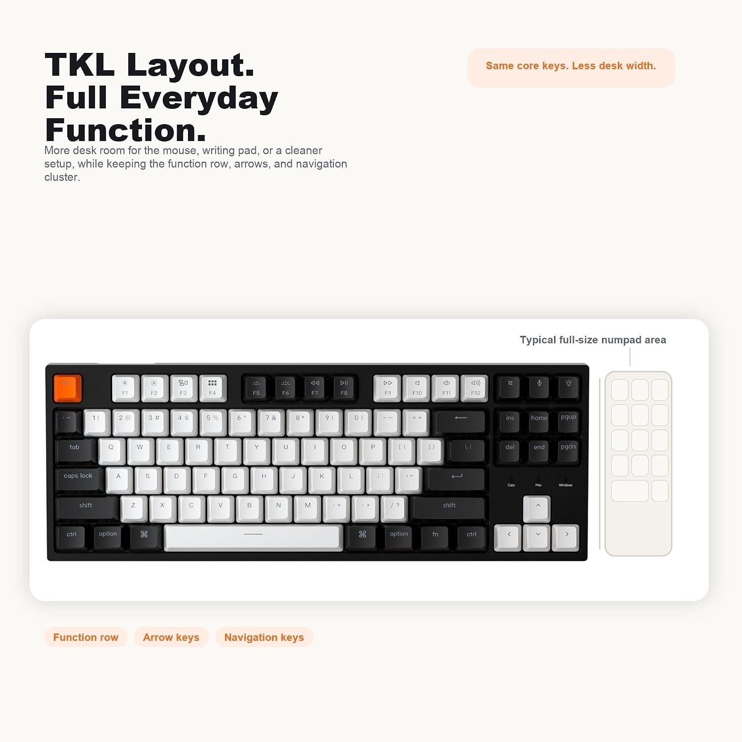 Keychron Gaming Keyboard C1 TKL Wired Mechanical Hot Swappable Black/White