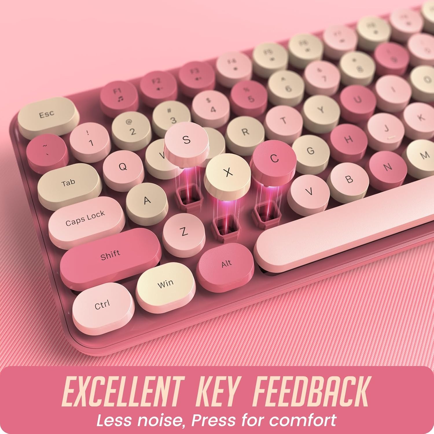 Colorful Computer PC Wireless Keyboard Mouse Combo Full-Sized Silent Typewriter
