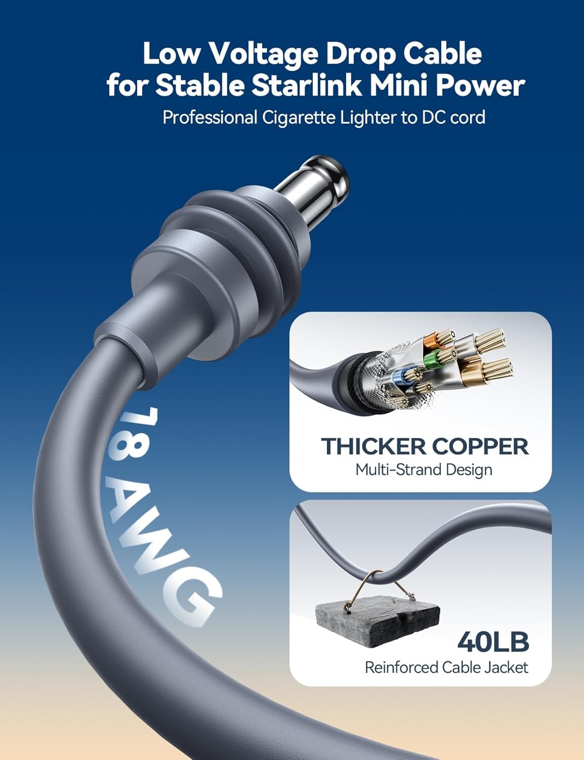 Starlink Mini Car Adapter, 10FT Starlink Mini Cable Car Charger, 12V-24V Cigaret