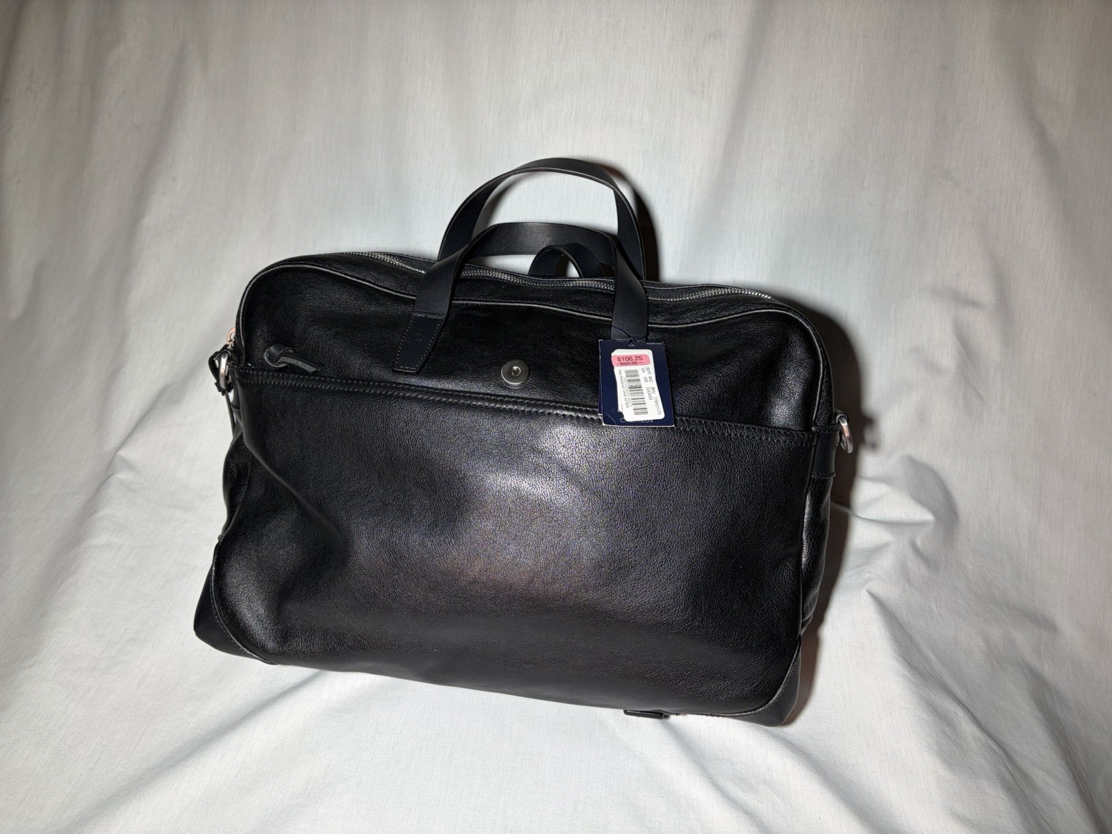 Cremieux Leather Briefcase, Blk, Detachable Shoulder Strap, Padded Laptop Pocket