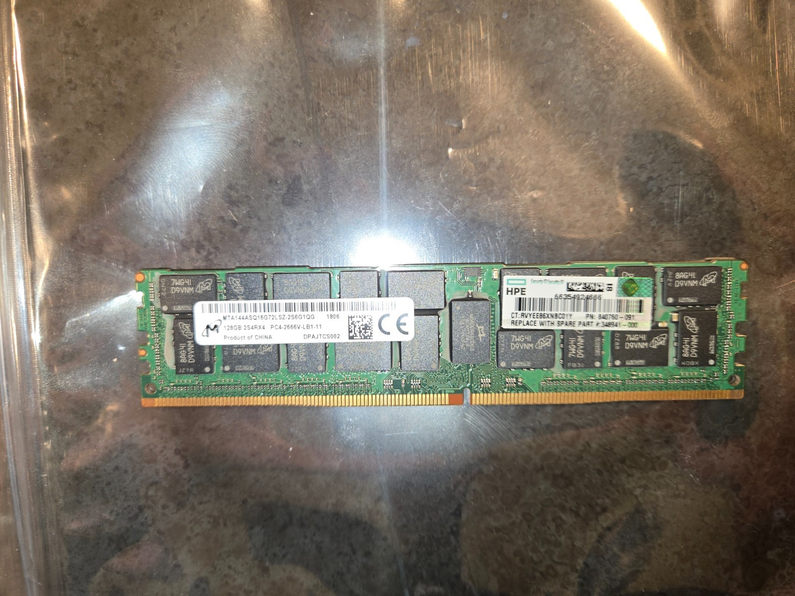 128GB MICRON MTA144ASQ16G72LSZ-2S6G1QG DDR4-2666V PC4-21300 LRDIMM Memory HPE