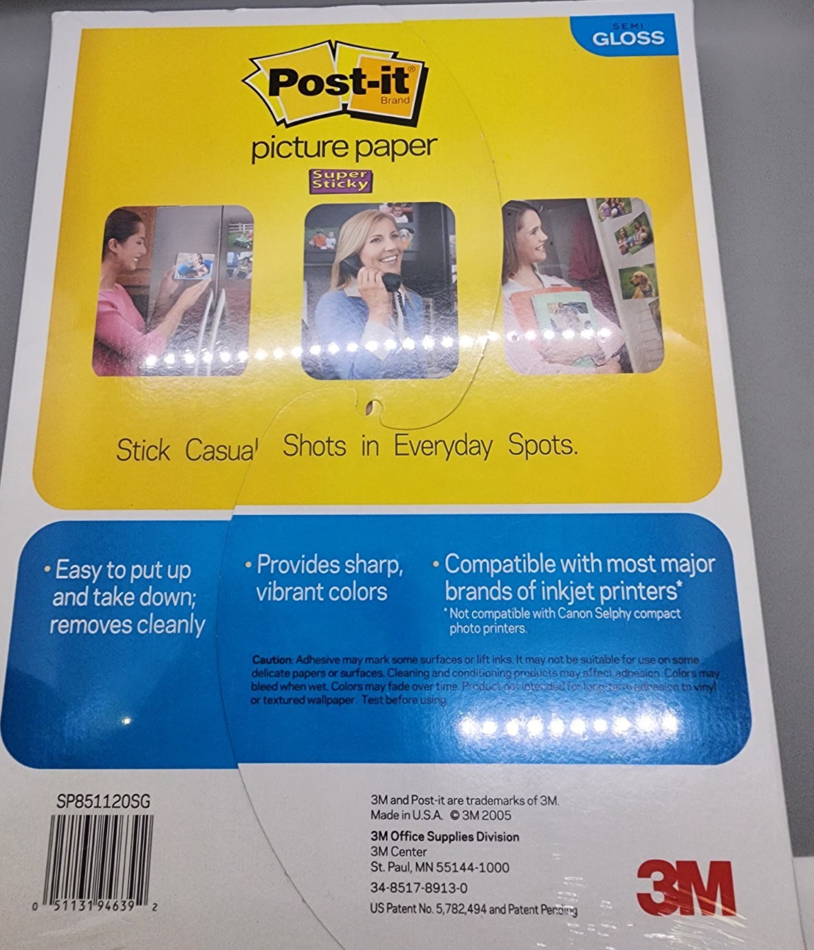 Post-It Semi-Gloss Picture Paper 8.5 X 11 7.5 20 Sheets X 3 New/Sealed