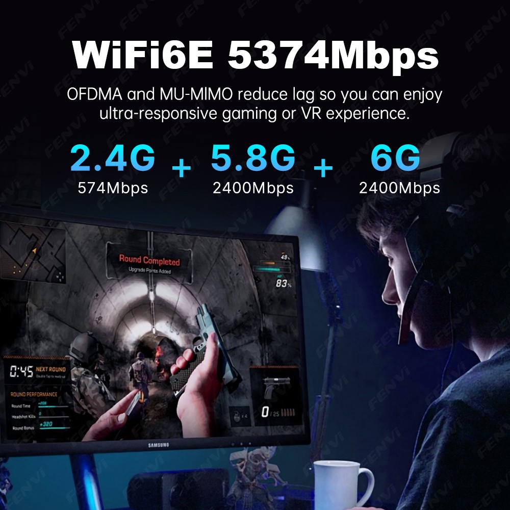 Tri-Band PCI-E WiFi 6E Card 5400Mbps BT 5.3 RTL8852CE Chip Adapter for Gaming PC