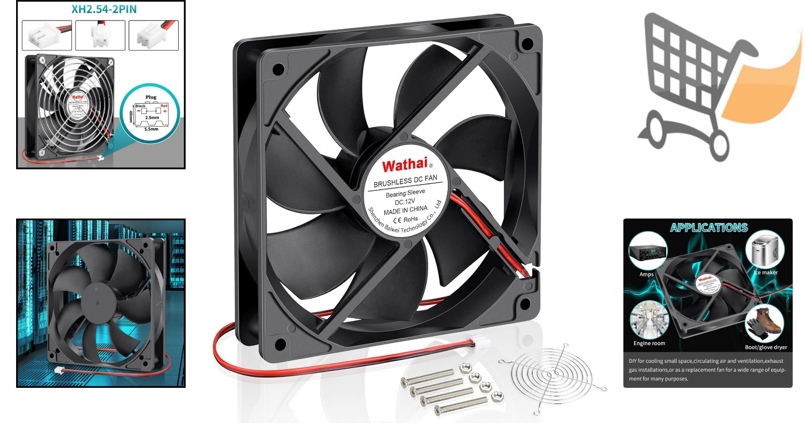 120mm Cooling Fan 12V 0.45A Brushless 3000RPM Silent 35dB PC CPU Case