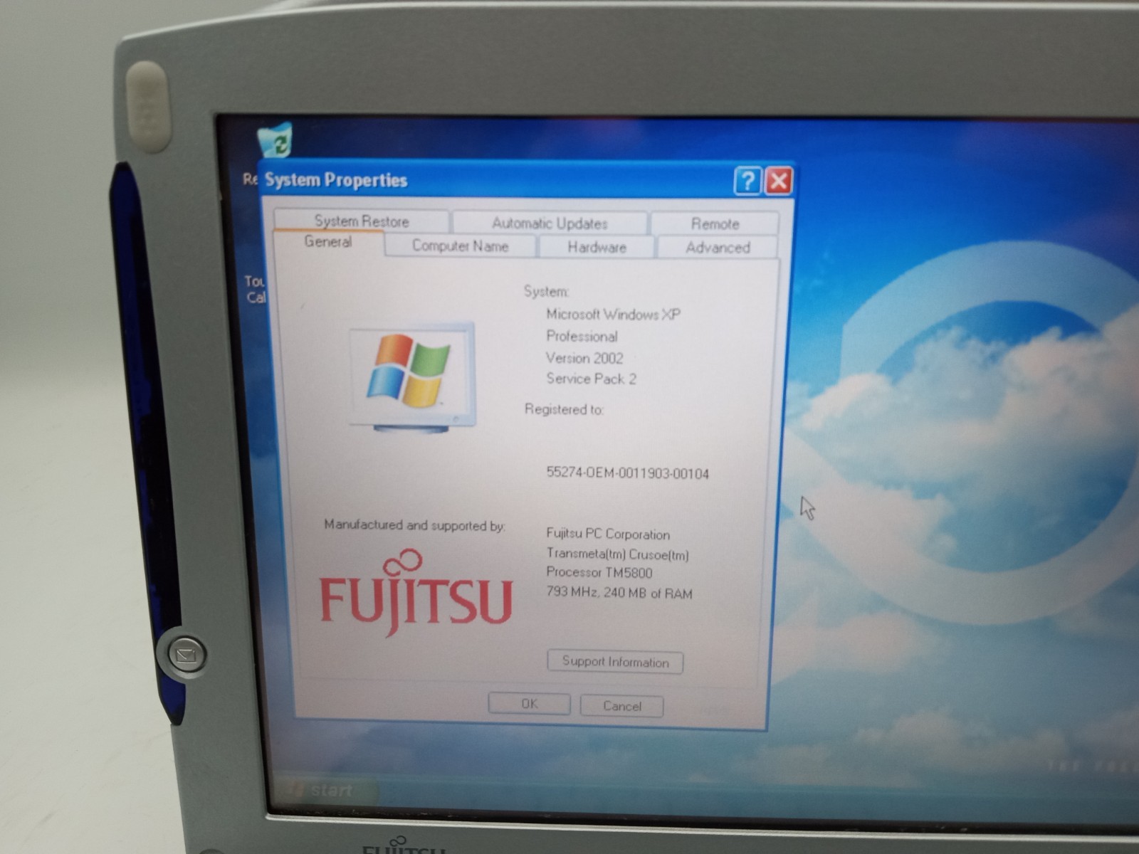 VINTAGE Fujitsu Lifebook P1120 8.9″ Touchscreen Crusoe 800MHz 30GB Windows XP