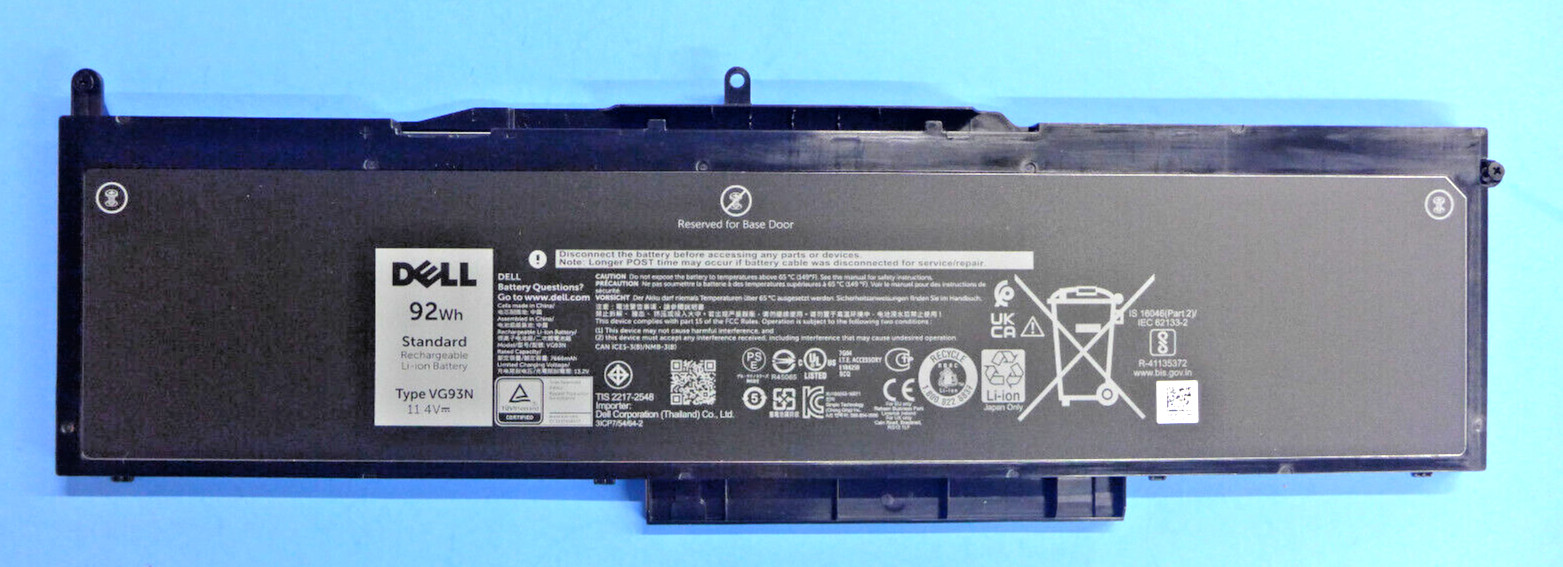 Dell Precision 15 3520 3530 Laptop Battery 6-Cell 92Wh 11.1V VG93N