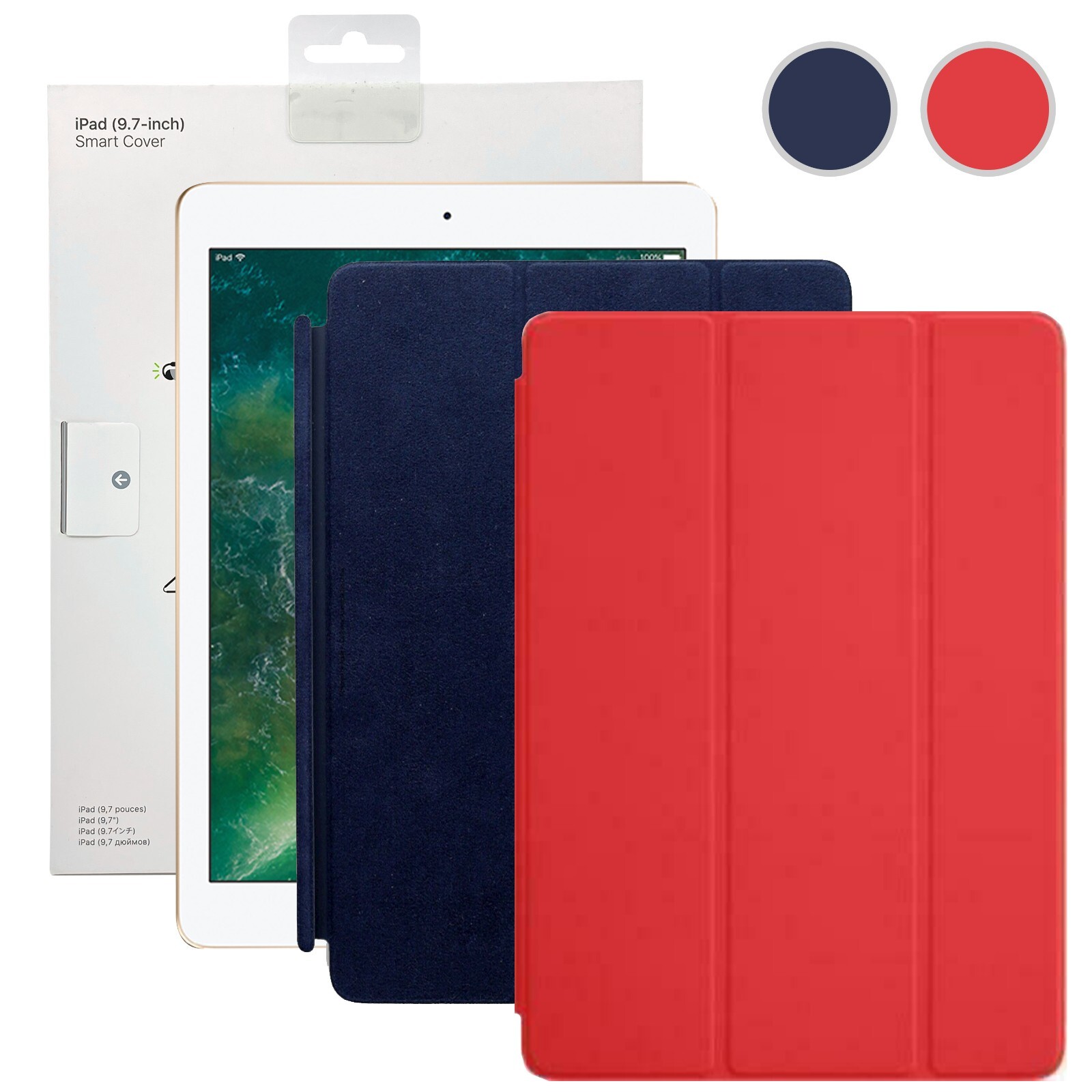 OEM Apple Smart Cover for iPad 9.7 inch 5th & 6th Gen and Air 1 & 2 Blue or Red