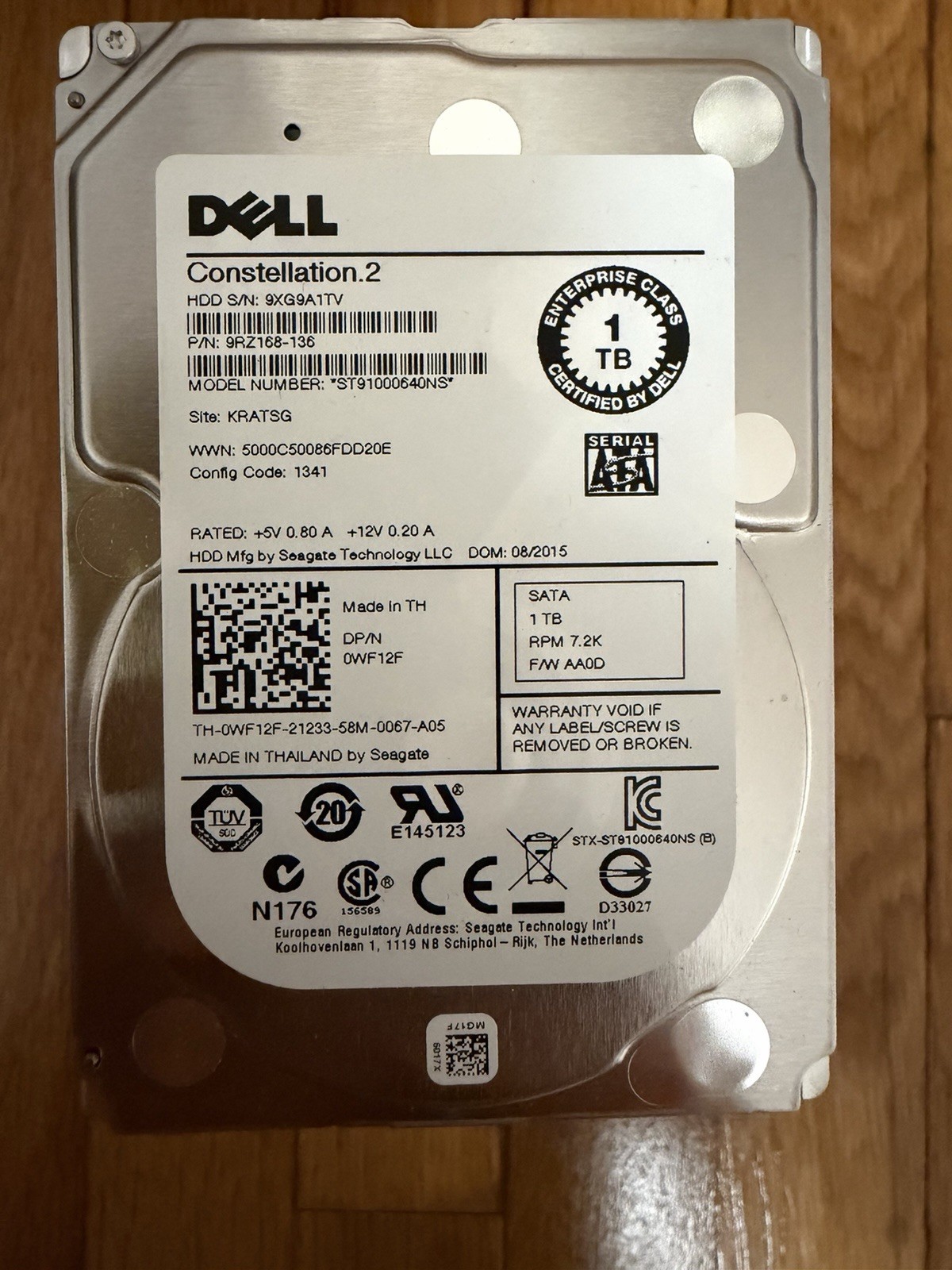 Seagate Constellation.2 ST91000640NS 1TB 7.2K SATA 2.5 HDD Dell