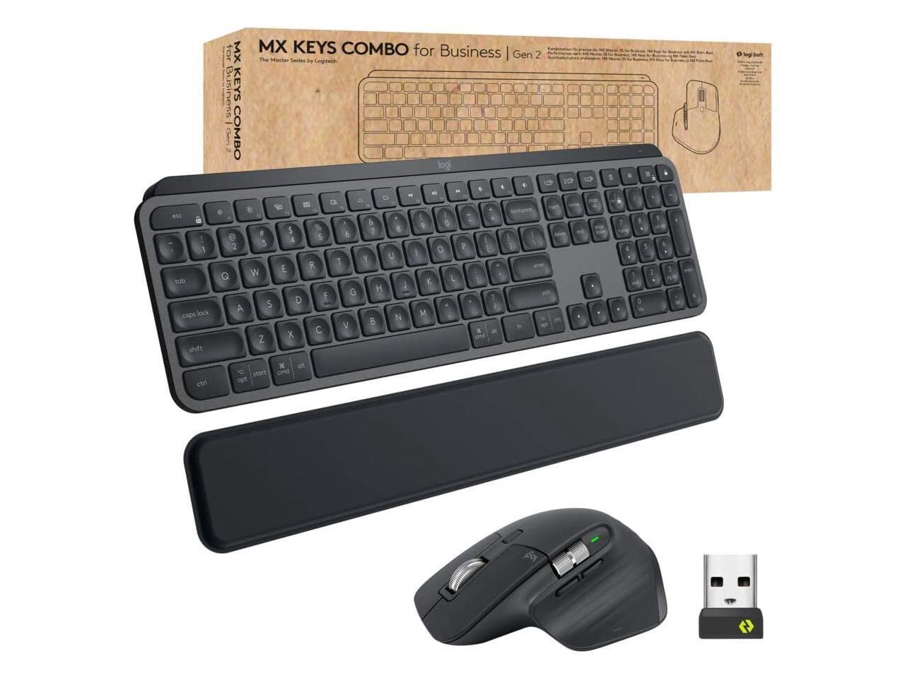 Logitech MX Keys Combo for Business , Gen 2, Full Size Wireless Keyboard and Wir