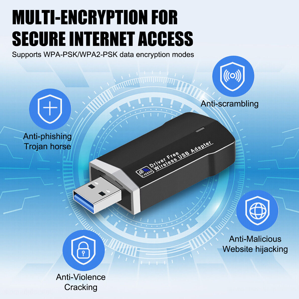 1300Mbps WiFi USB Wireless Network Receiver 2.4/5G Dual-Band Win10 11 Drive Free