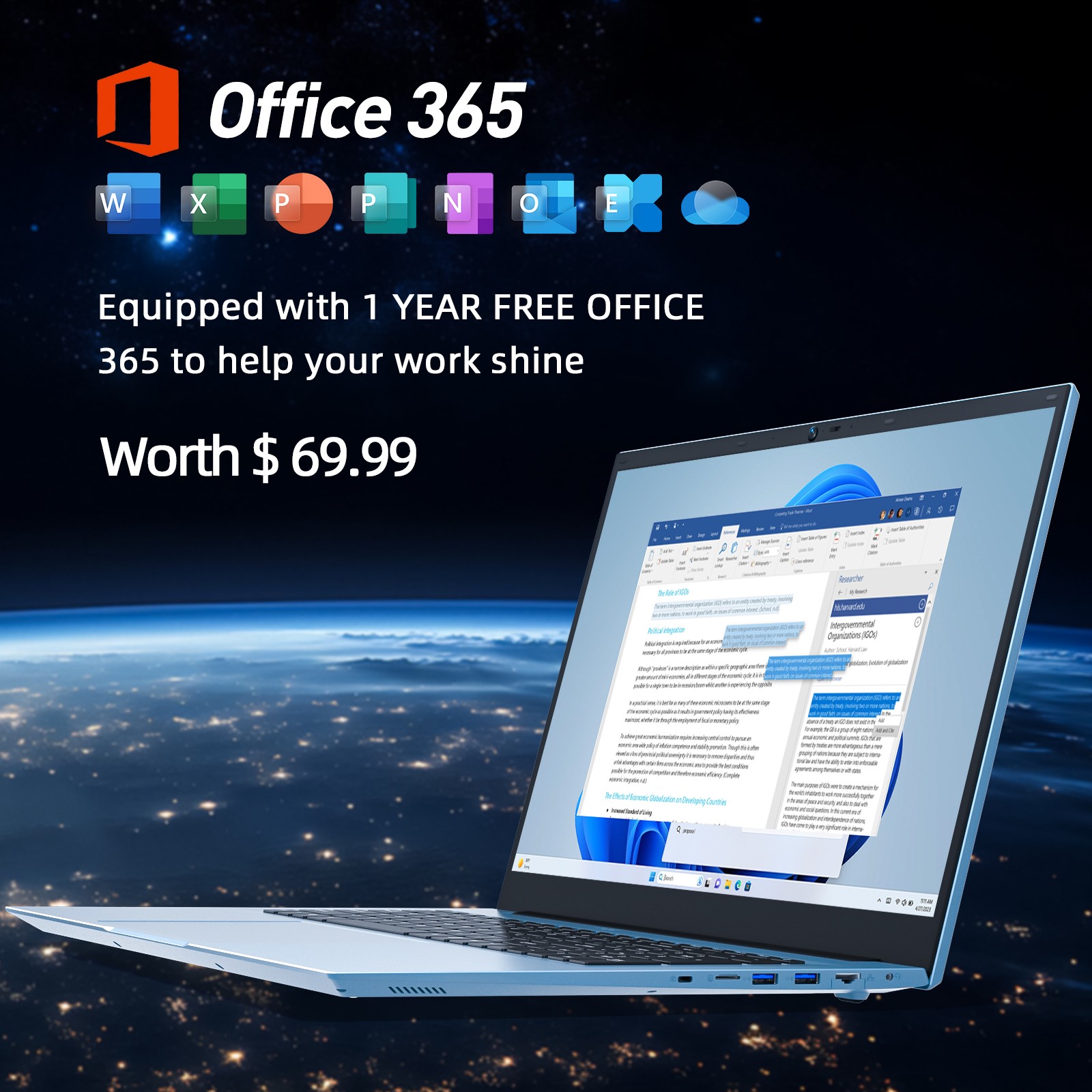 NEW SGIN 18.5″ Laptop Win11 PRO Intel N5095 16GB RAM 1TB SSD WiFi6 RJ45 USB-C