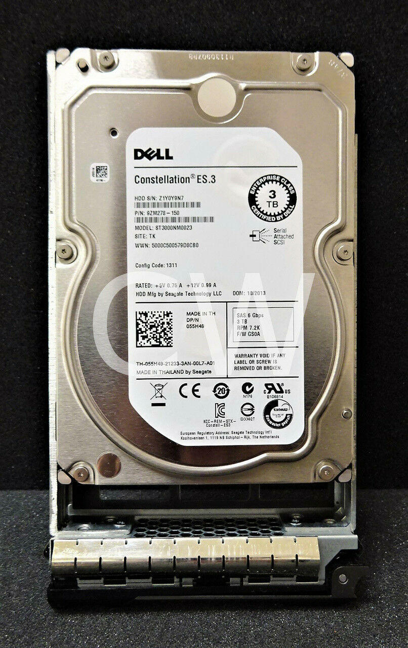 55H49 ST3000NM0023 Dell CONSTELLATION 3TB 7200RPM 6Gbps 3.5″ SAS Hard Drive