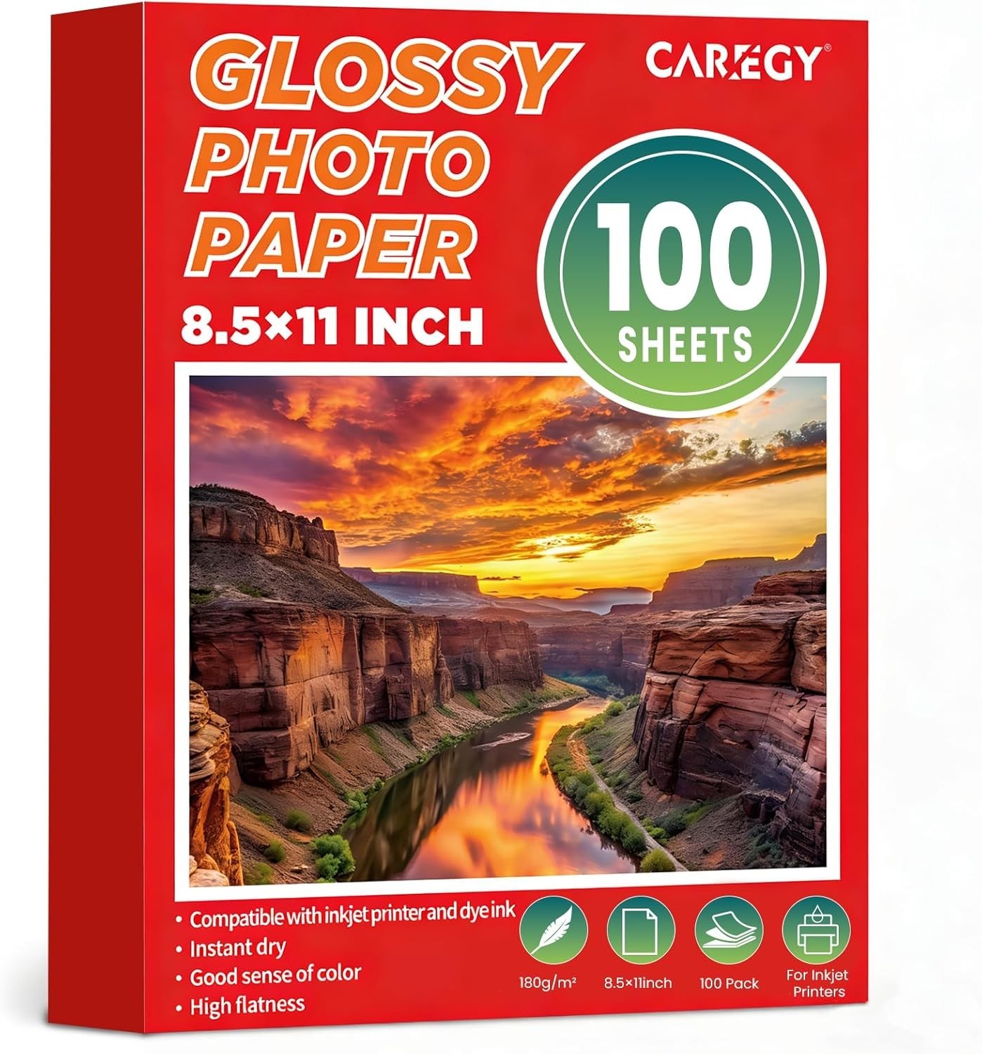 100 Sheets Glossy Photo Paper 8.5 x 11 Inches, Inkjet Photo Printer Paper,Com…