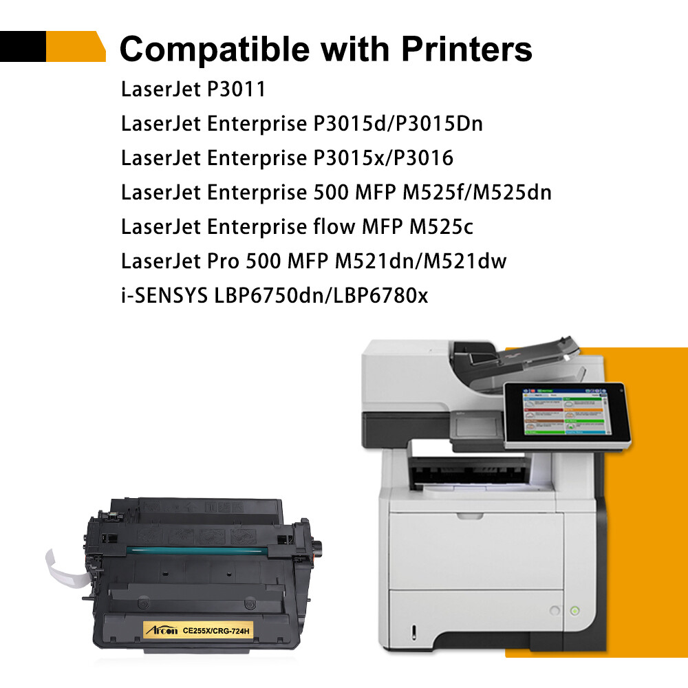 1PK Black CE255X Toner Cartridge for HP CE255X 55X LaserJet P3011 P3015d P3015dn