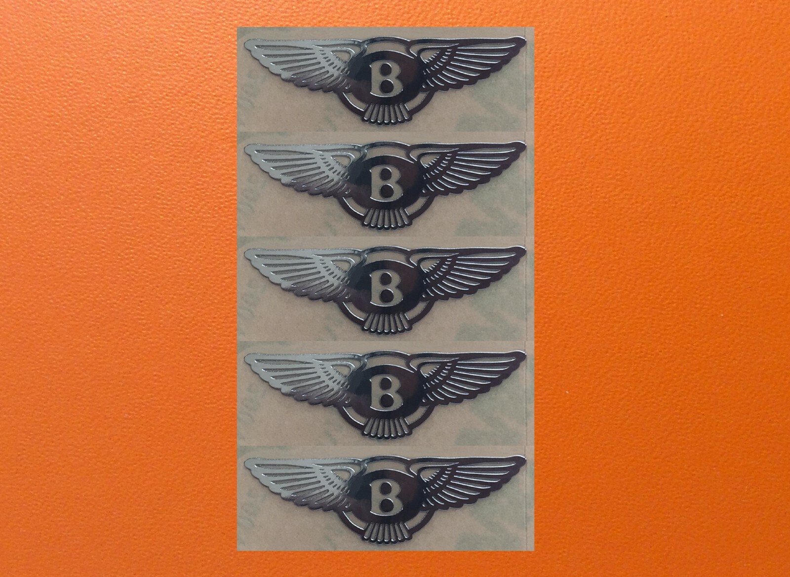 5 pcs Bentley Skylake Silver Chrome Color Sticker Logo Decal Badge 30mm x 9mm