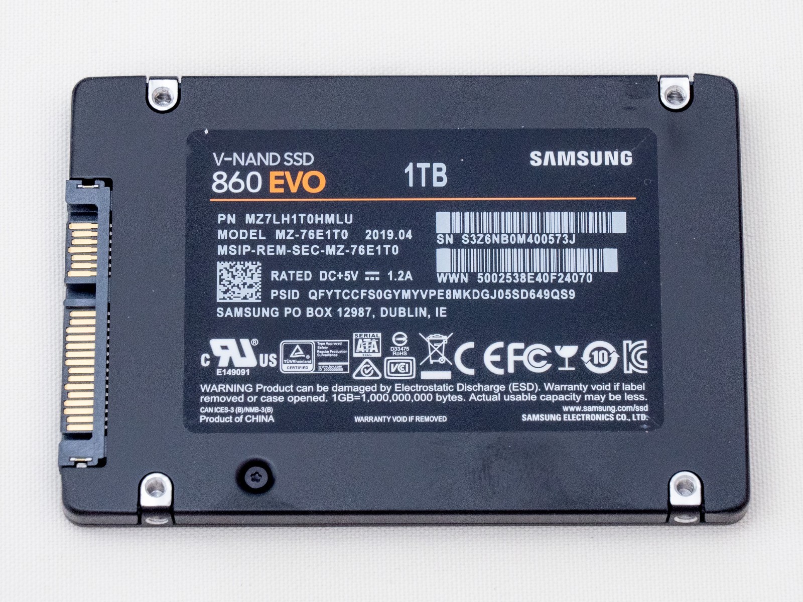 Samsung 860 EVO SATA 1TB 2.5″ SSD MZ-76E1T0 – 100% Health