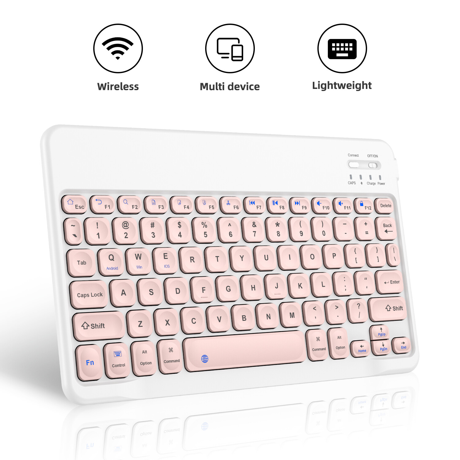 Slim Bluetooth Keyboard Type-C Fast-Charging Port For Android Windows IOS Mac