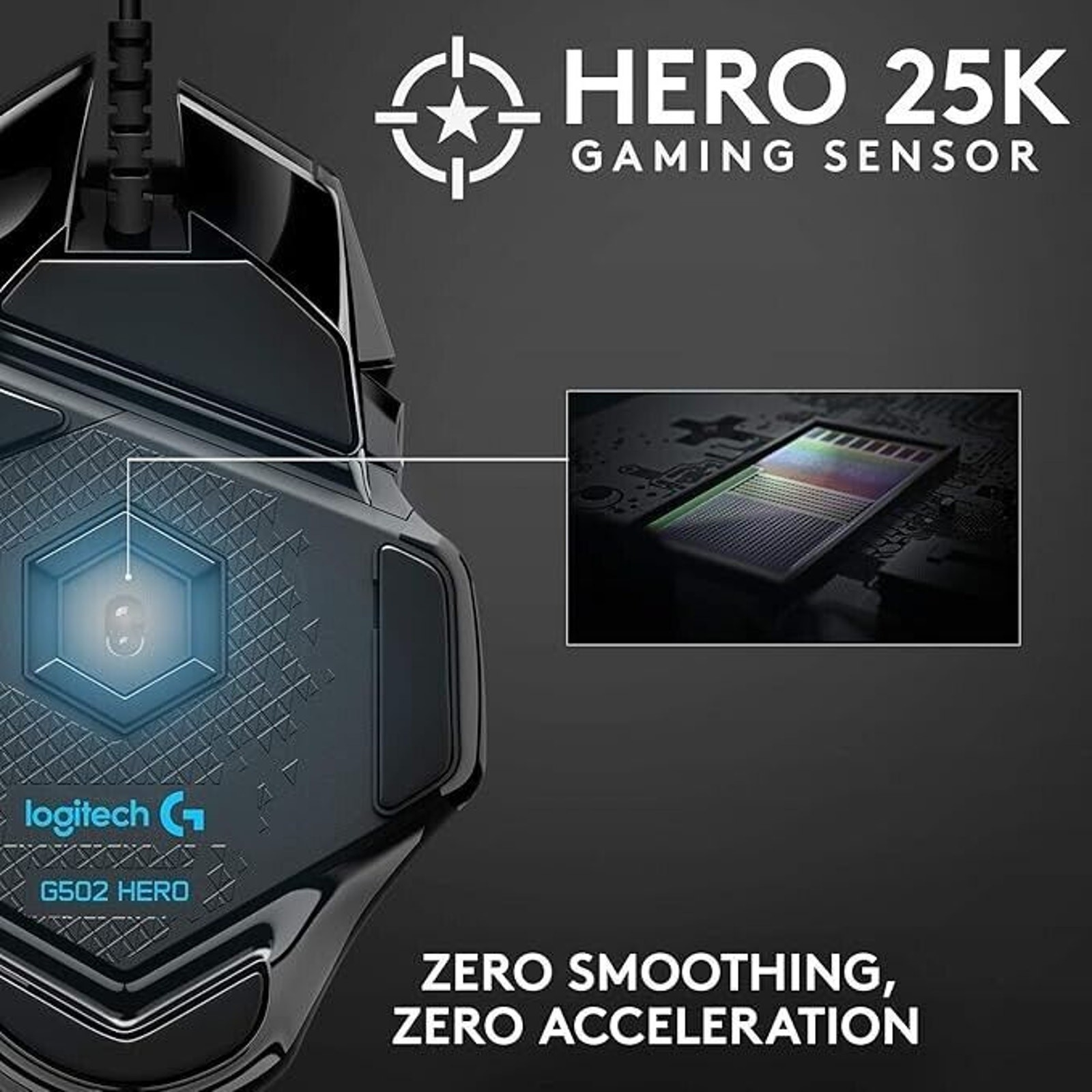 Logitech G502 HERO 25K Gaming Mouse Wired -Lightsync RGB 25K Sensor w/ Weights
