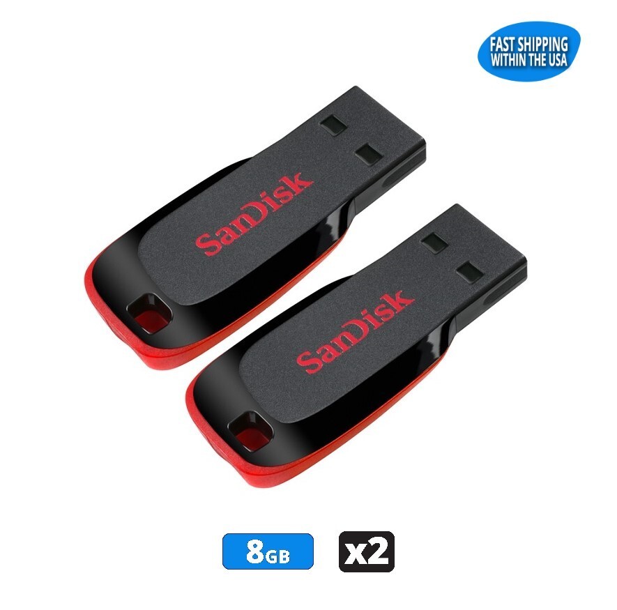 SanDisk Cruzer Blade 8GB USB 2.0 Flash Drive Thumb Drive Pen Drive (2 Pack)
