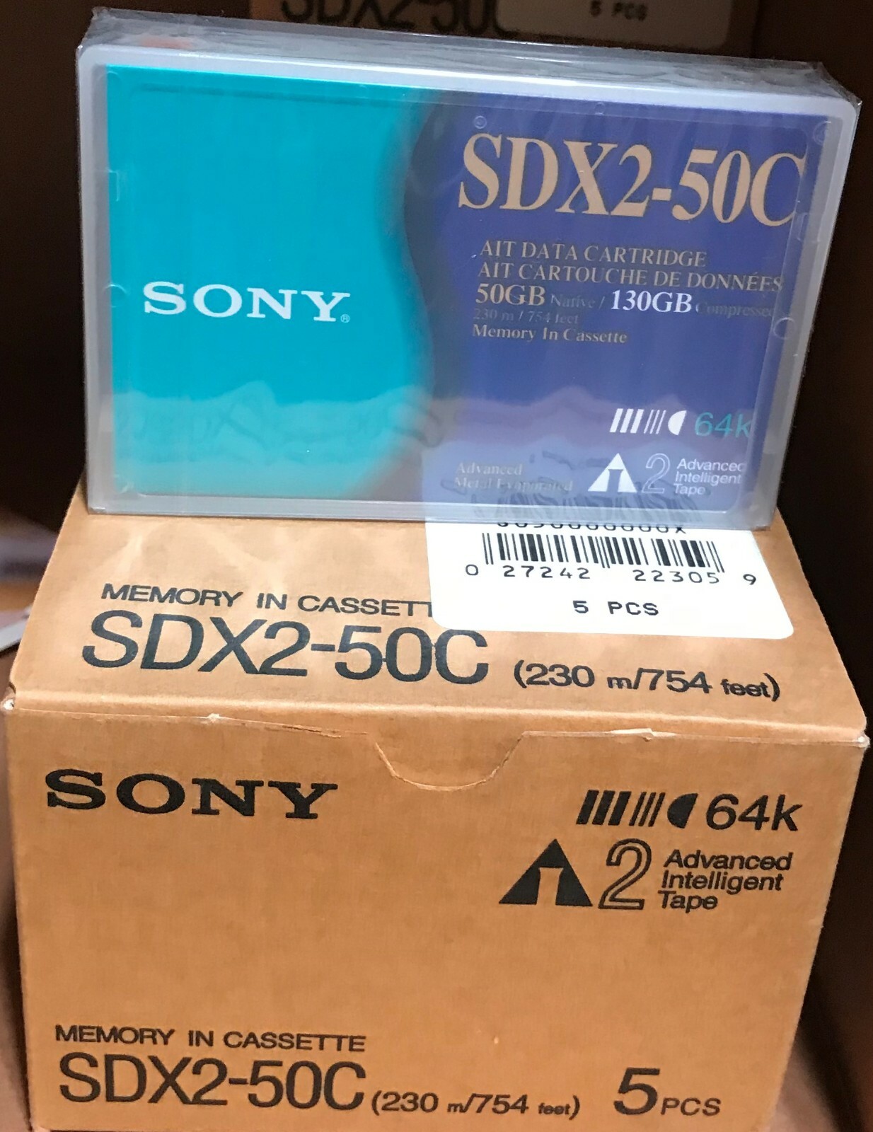 5 Pack NEW Sony SDX2-50C – AIT2 Data Tapes – 50 GB / 130 GB