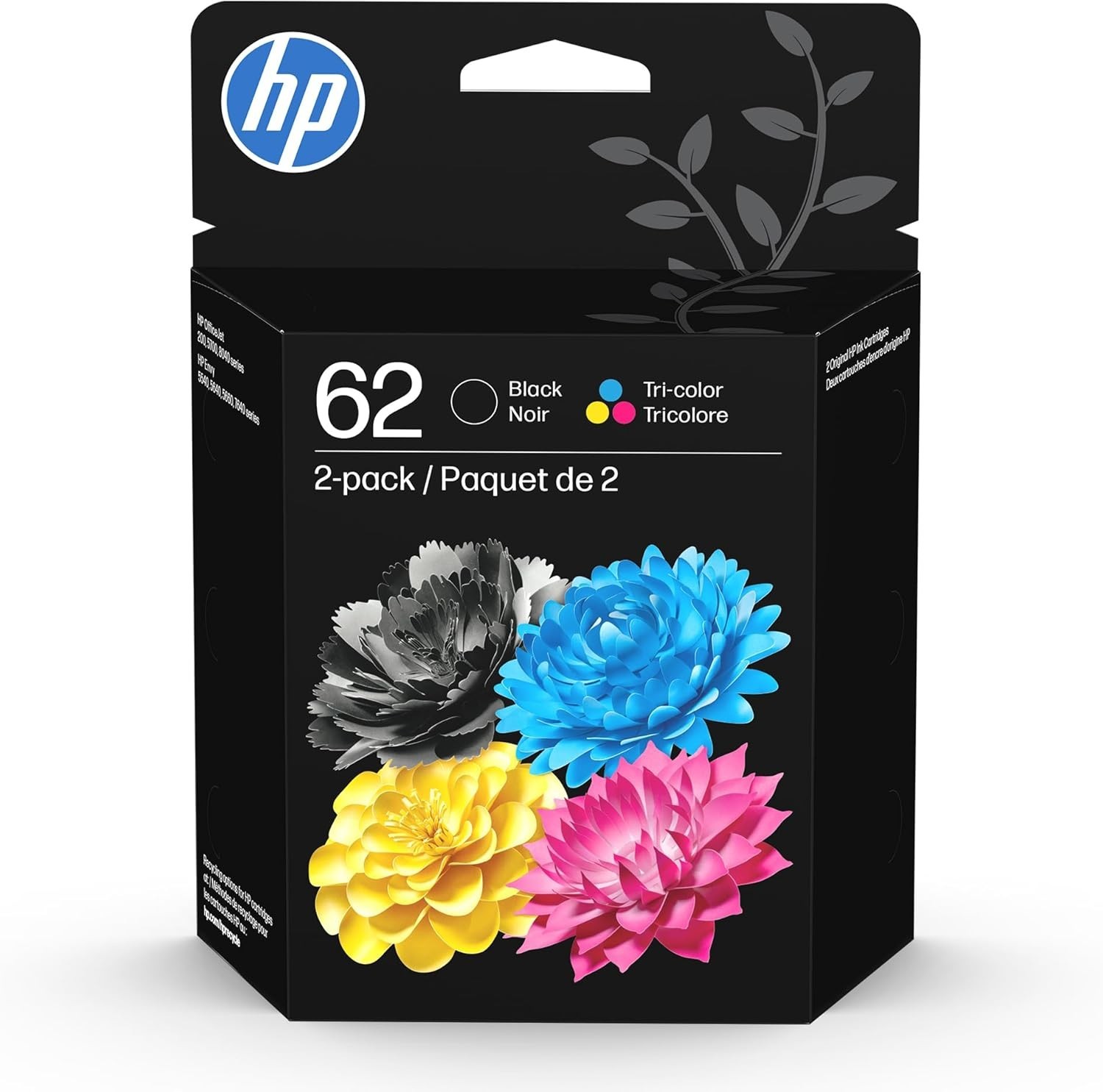 Genuine – HP 62 Black & Tri-Color Ink Cartridge N9H64FN – 2-Pack August 2027 NEW
