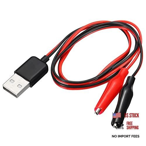 Crocodile Clamps Test Wire – USB Male to Alligator Clips – 60cm for Charge 2