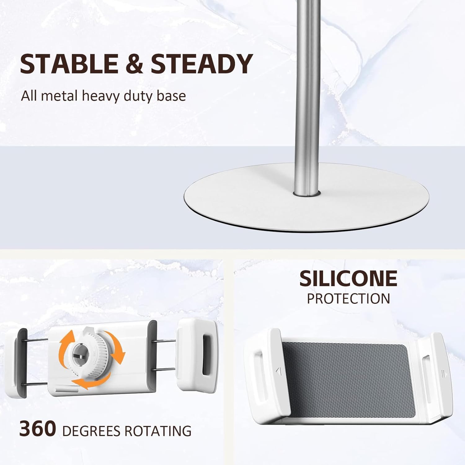 Heavy-Duty iPad Floor Stand – 66.1″ Height-Adjustable Universal Tablet Holder,
