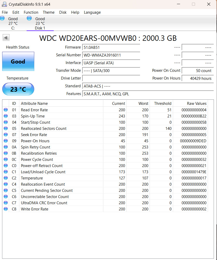 Western Digital WD20EARS 2TB 3.5″ SATA Hard Drives – Tested Good SMART
