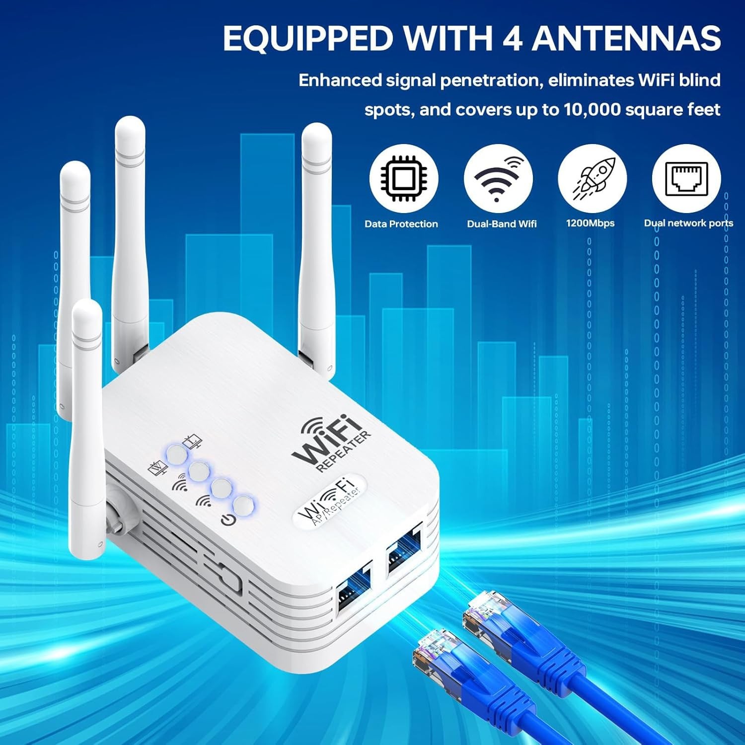 WiFi Extender Signal Booster Repeater Router To 8500 sq.ft Coverage 300 1200Mbps