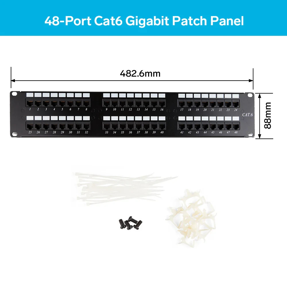 Lot of 2 Steren 310-349 48-Port Cat6 Loaded Patch Panels Rack Mount 350MHz NEW