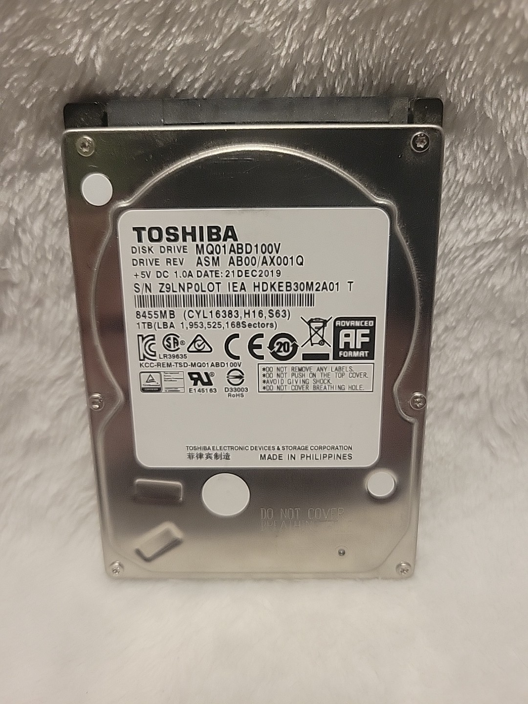 TOSHIBA 1TB 5400RPM SATA 2.5in Internal Laptop Hard Drive MQ01ABD100V