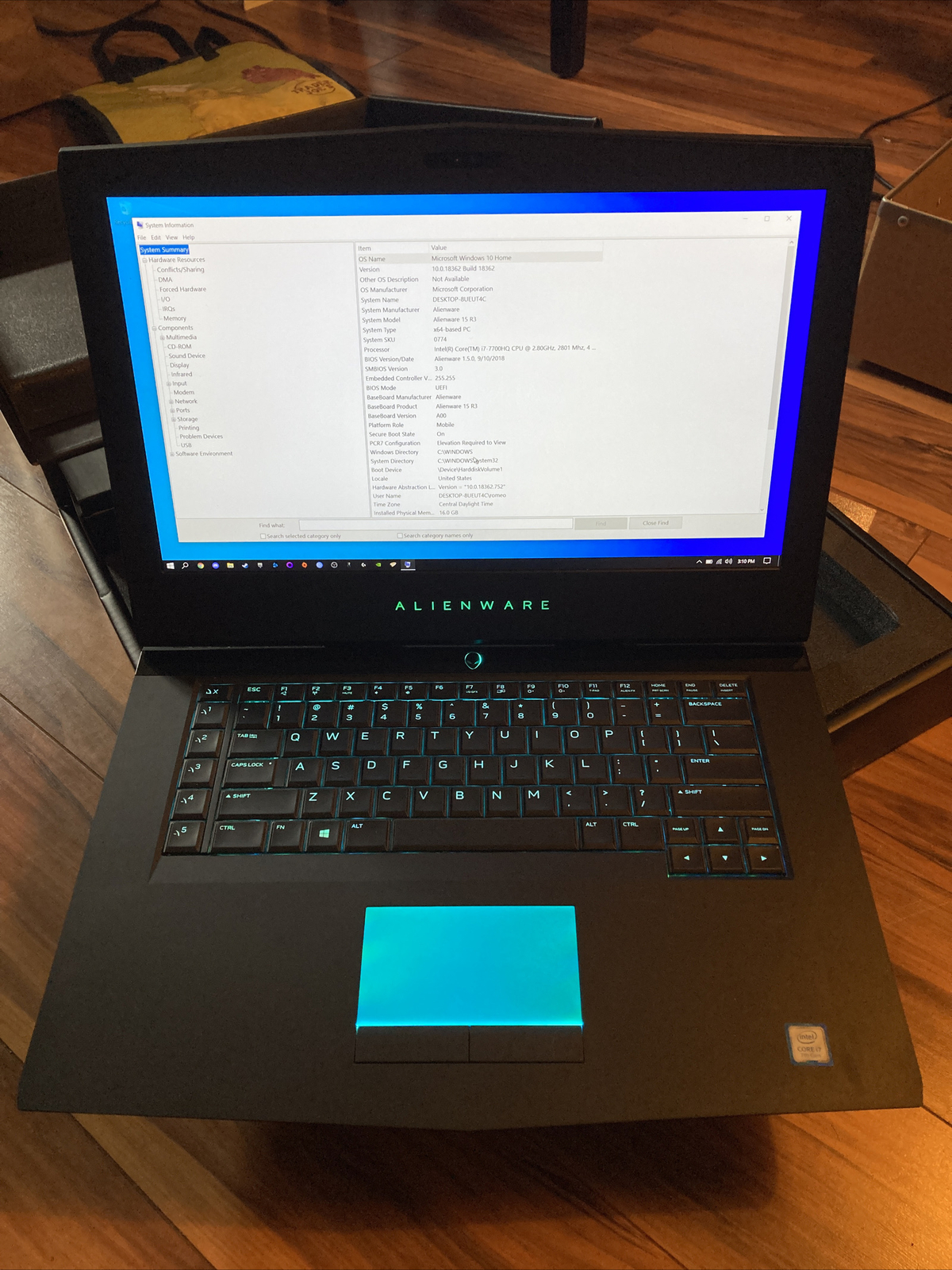 ALIENWARE 15 R3 I7-7700HQ 2.8GHz 16GB RAM 256GB SSD 1TB HDD 15.6″ GTX 1070