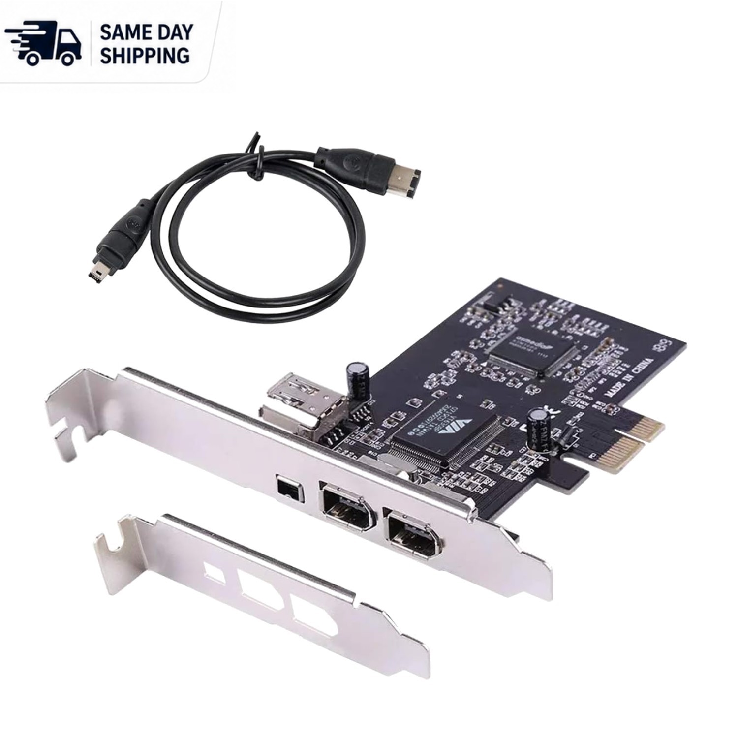 Plug and Play PCIe Firewire 400 Card with Low Profile Bracket for Fast Transfer