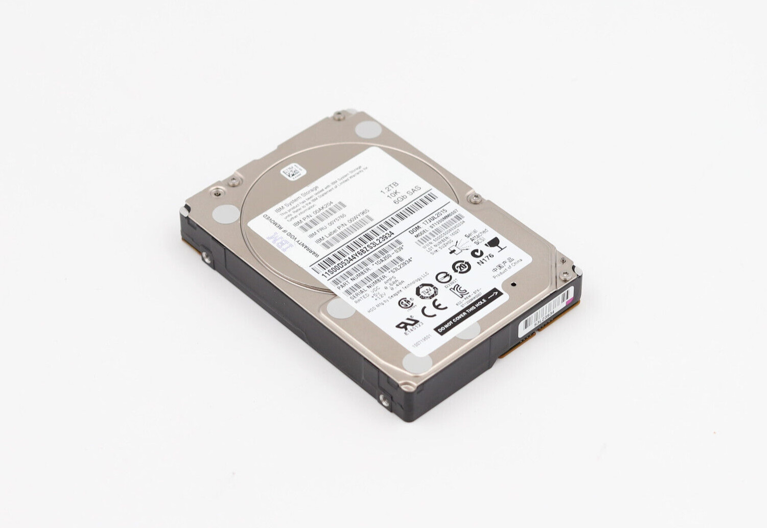 IBM ST1200MM0007 1.2TB 2.5″ 6Gb/s 10K RPM SAS Hard Drive FRU P/N: 00Y5765 Tested