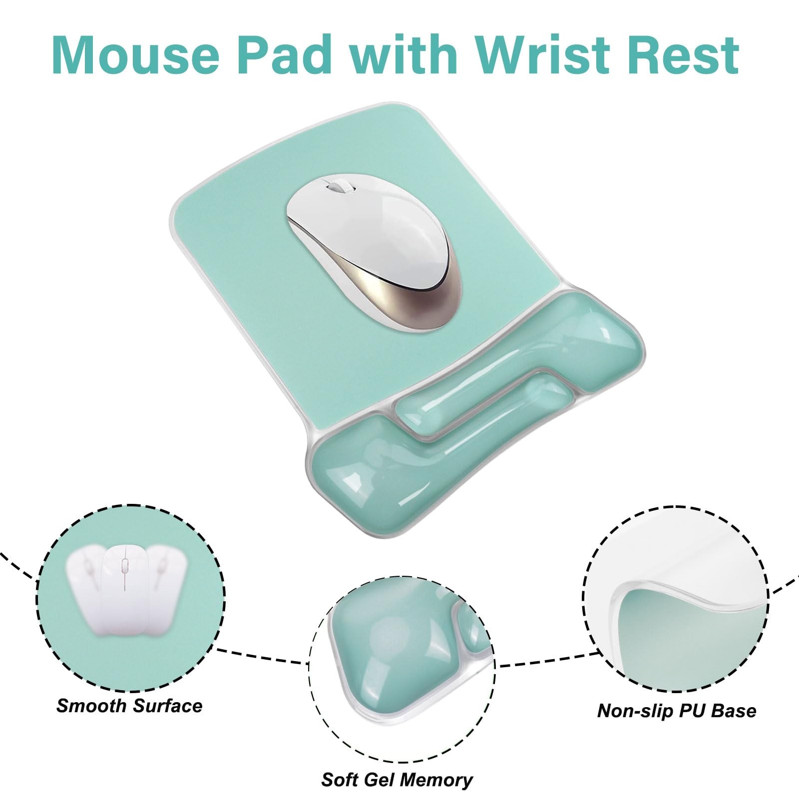 MOSISO Gel Wrist Rest Support for Mouse 17.52 x 2.76 inches, Green