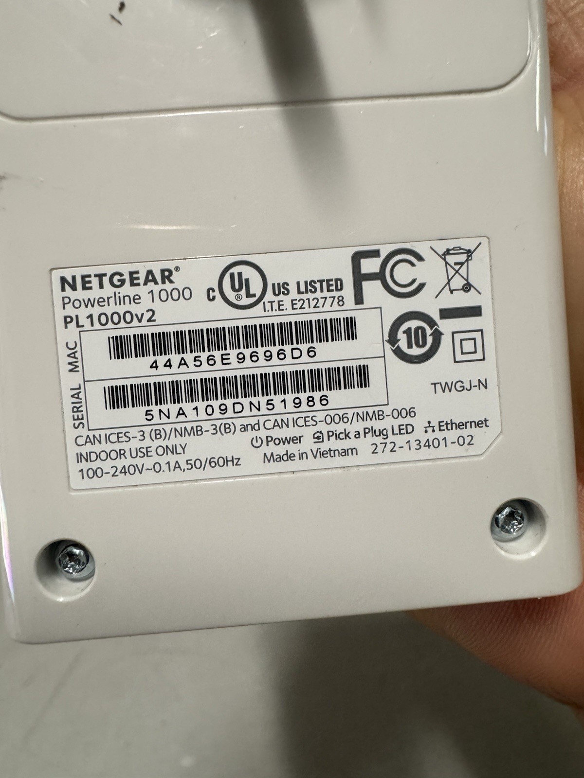 Netgear Powerline 1000 PL1000v2 Ethernet Adapter Single Unit