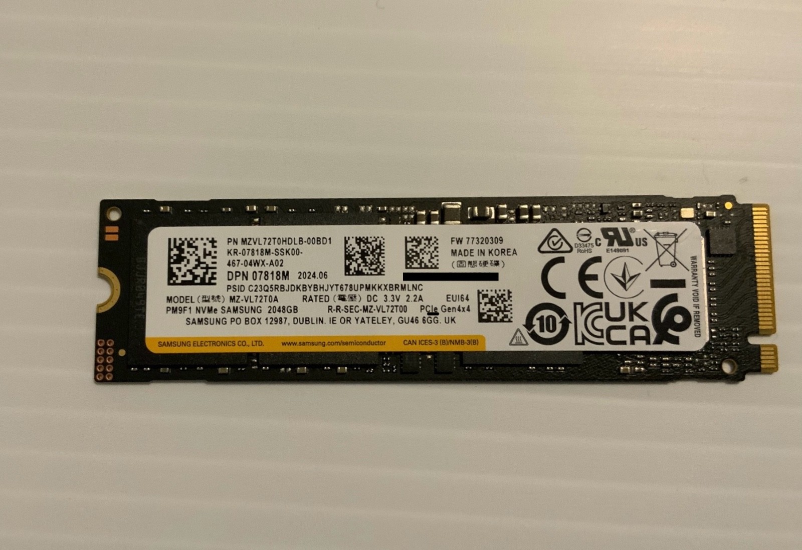 Samsung 990 PRO OEM 2TB ~~~~{ 2.5-YEAR WARRANTY }~~~~~PM9F1 Lightly Used